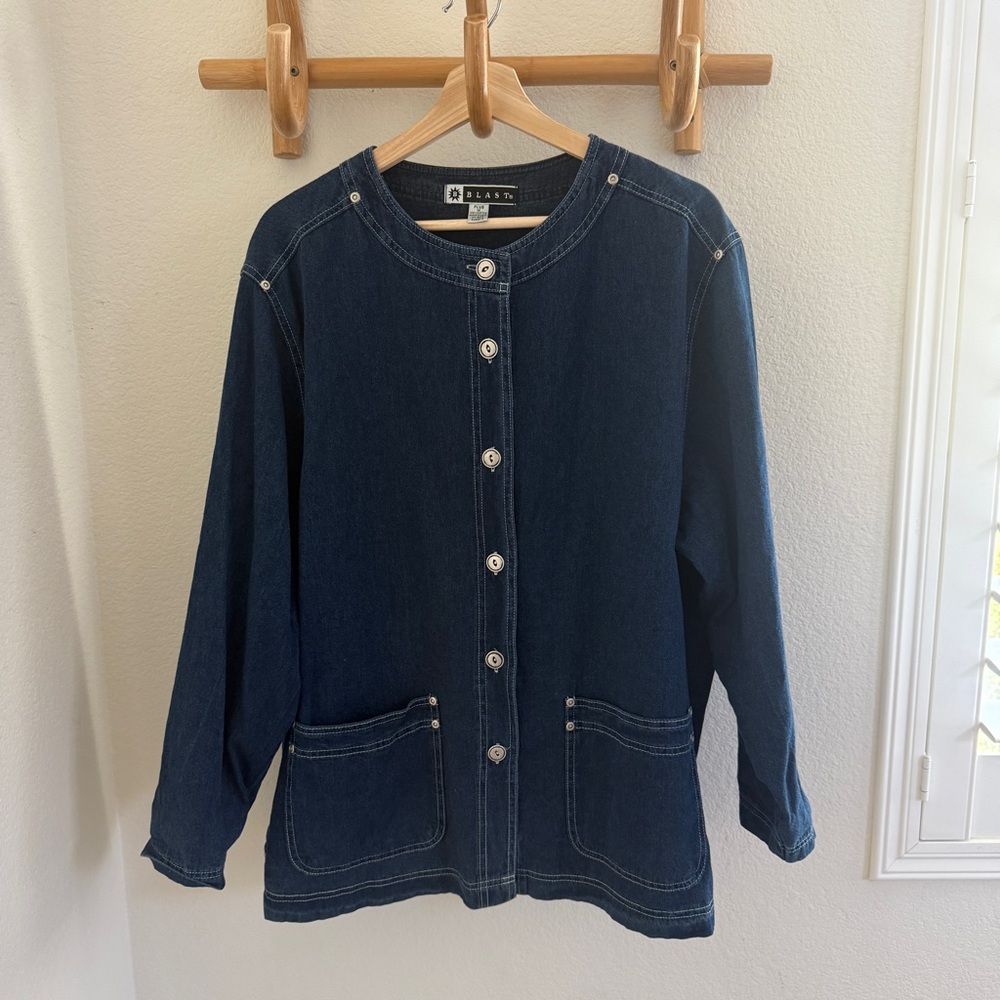 BLAST VINTAGE denim jean barn chore jacket size 1X minimalist basic quiet luxury